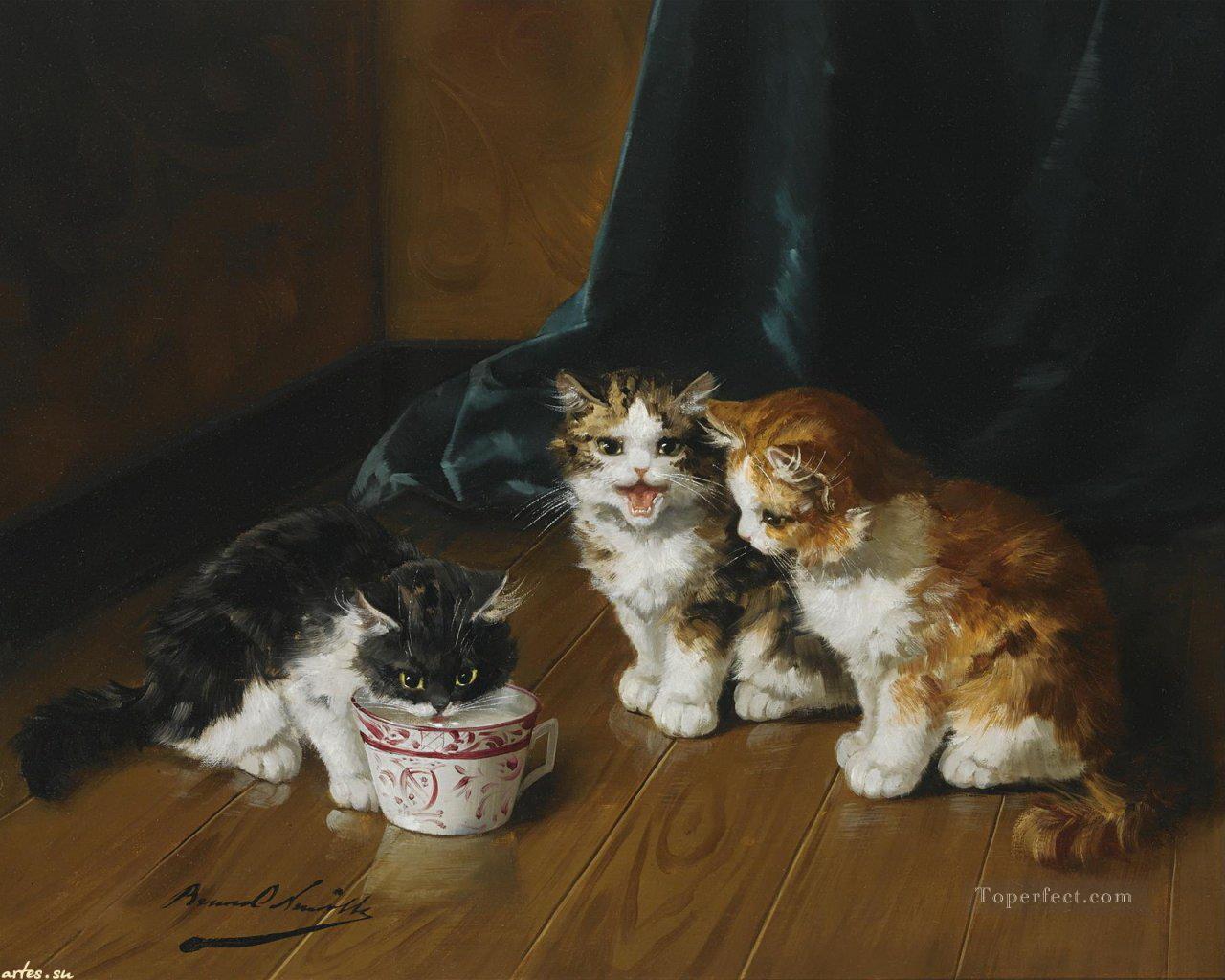 Alfred Brunel de Neuville chatons au sol Peintures à l'huile